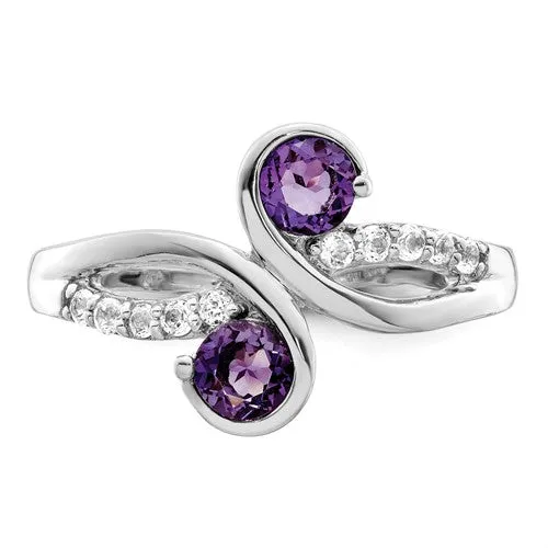 Sterling Silver Gemstone and White Topaz Swirl Rings