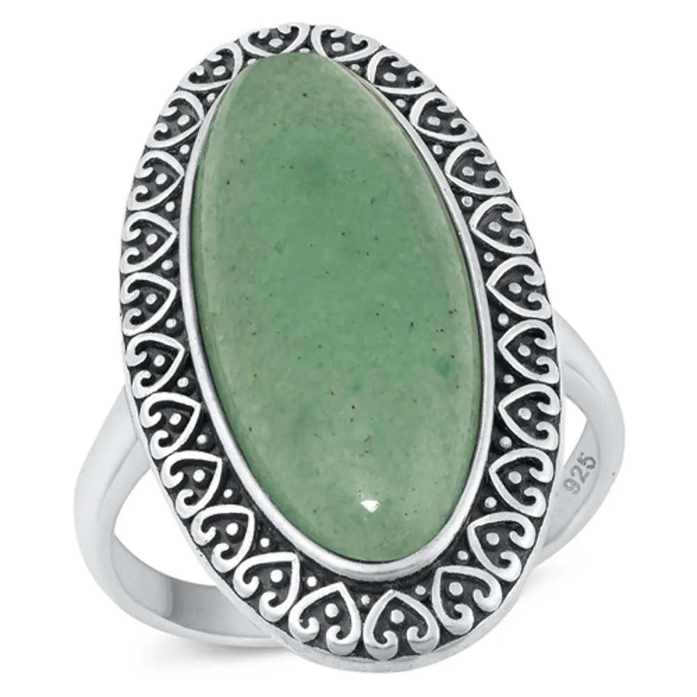 Sterling Silver Genuine Jade Ring