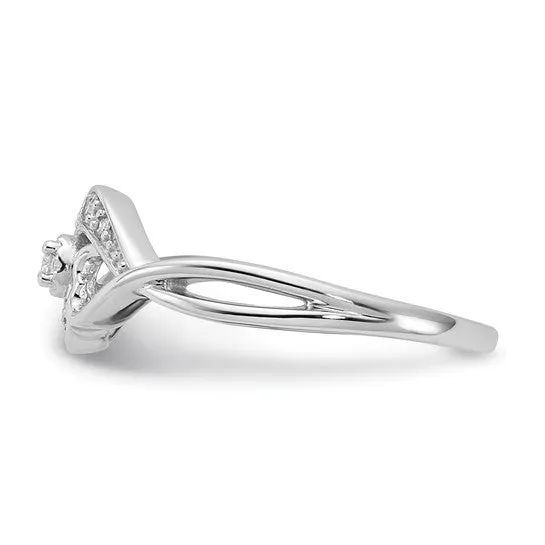Sterling Silver Intertwined Diamond Hearts Ring