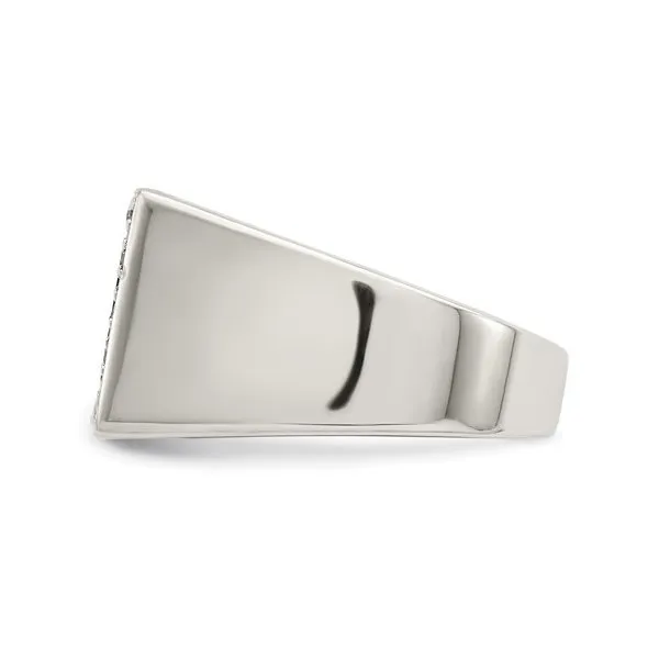 Sterling Silver Rhodium Plated Onyx and CZ Mens Ring