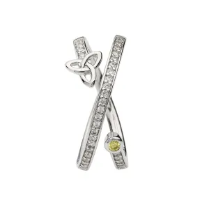 Sterling Silver Trinity Crisscross Ring Set With Peridot Stone - SL102