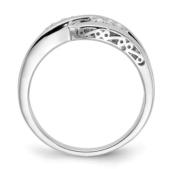 Sterling Silver Twisted 6-Stone Diamond Ring