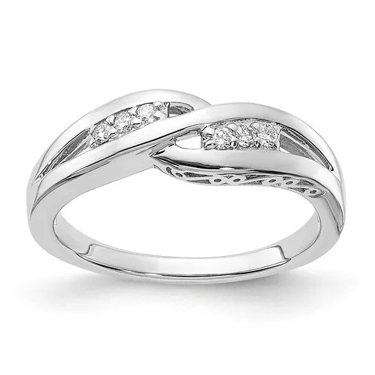 Sterling Silver Twisted 6-Stone Diamond Ring