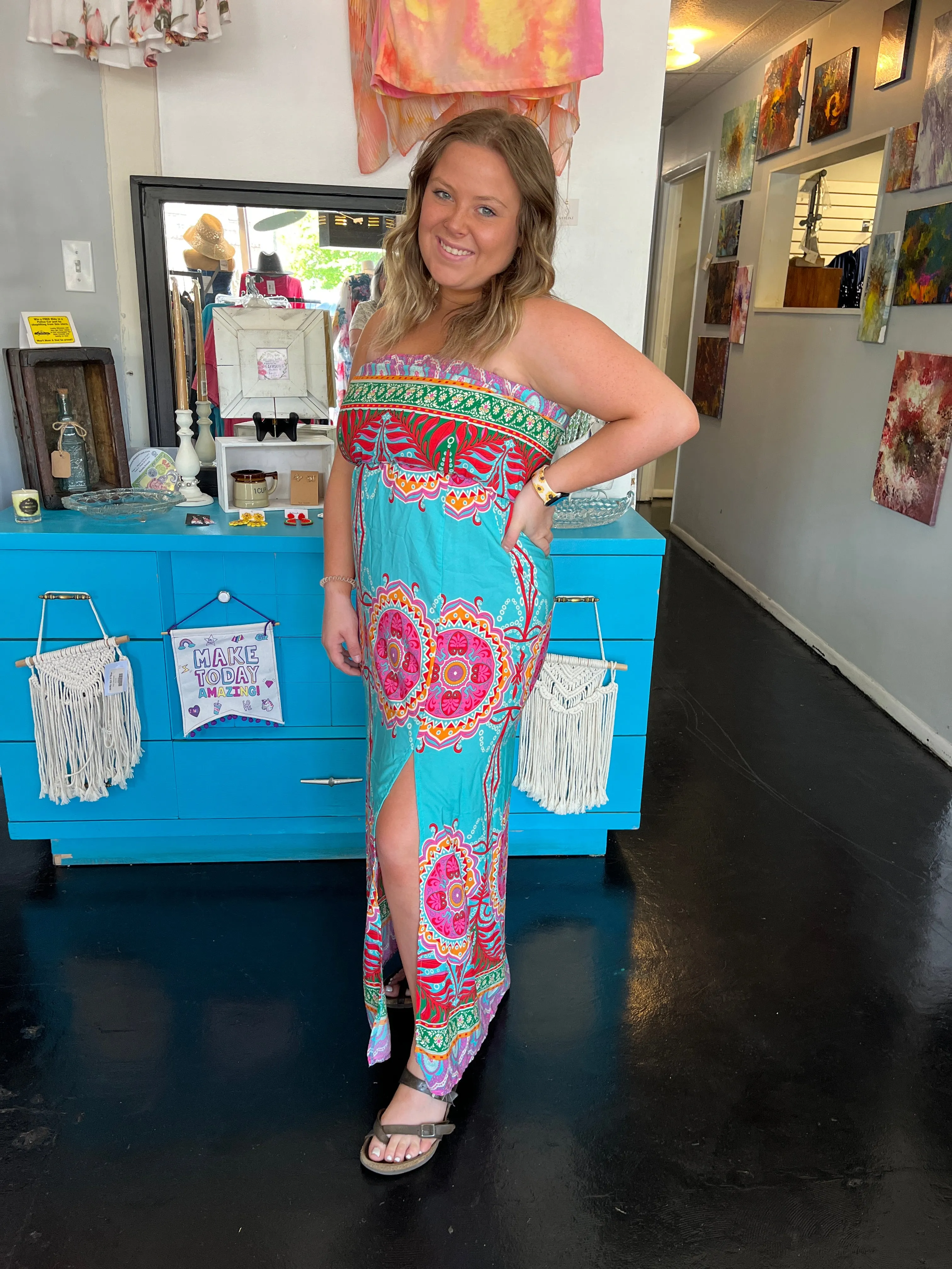 Strapless Maxi with Slit