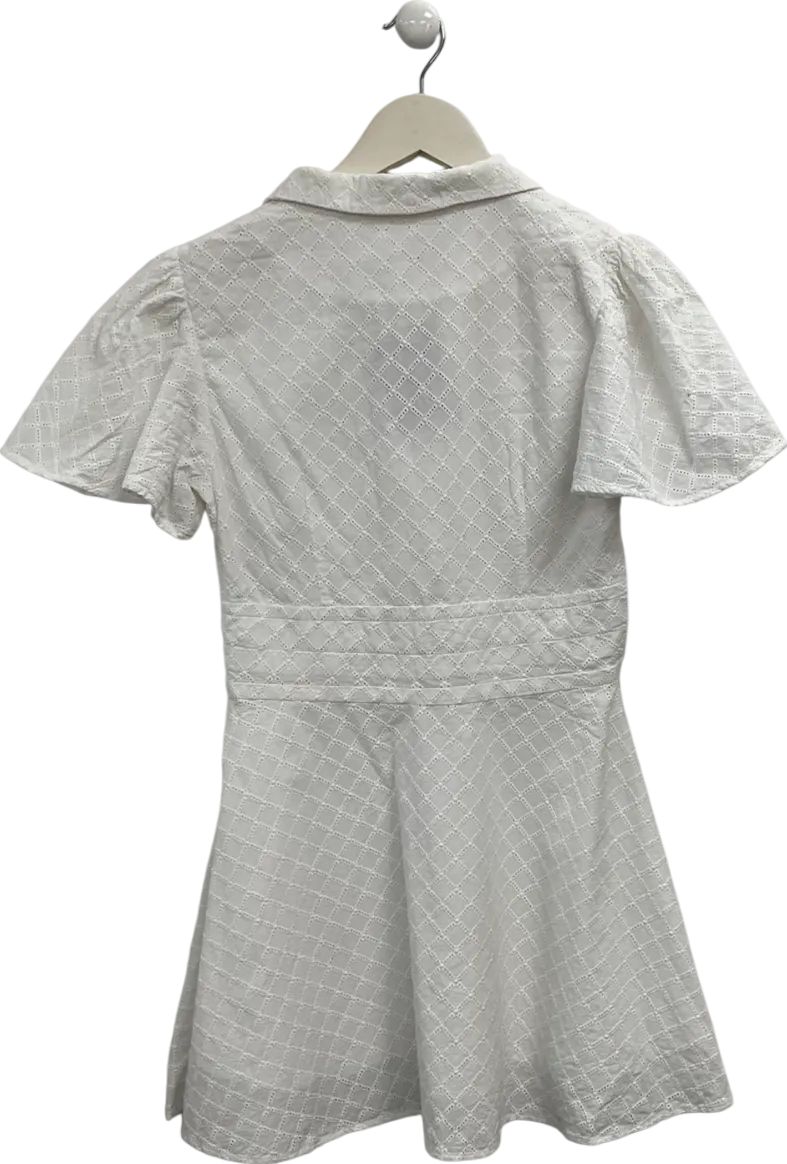 Stylefunction White Broderie Collared Mini Dress UK S