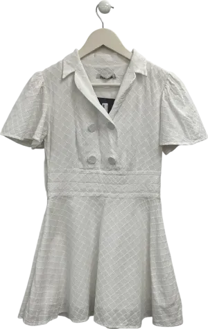 Stylefunction White Broderie Collared Mini Dress UK S