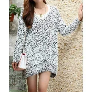 Stylish V-Neck Long Sleeve Loose-Fitting Sweater For Women - Gray One Size