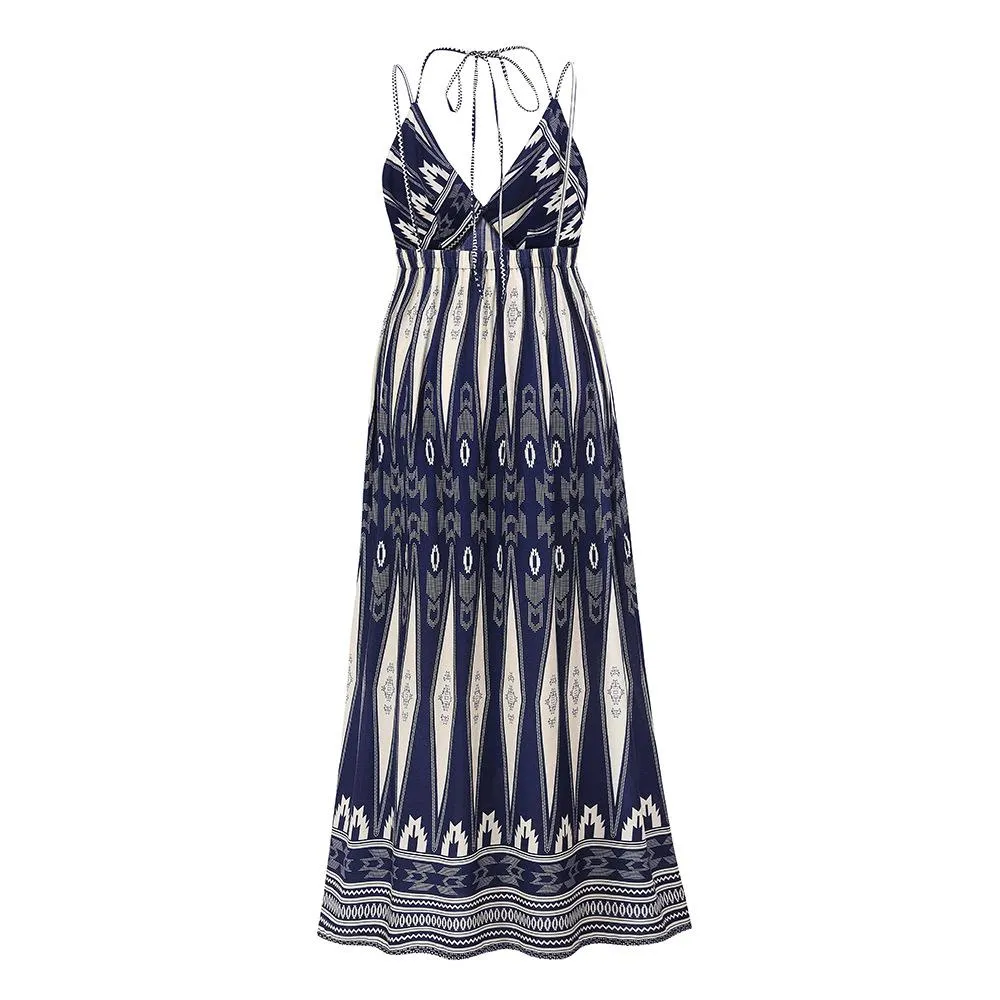 Summer Women V Neck Backless Long Maxi Dresses