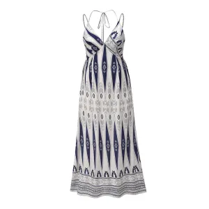 Summer Women V Neck Backless Long Maxi Dresses