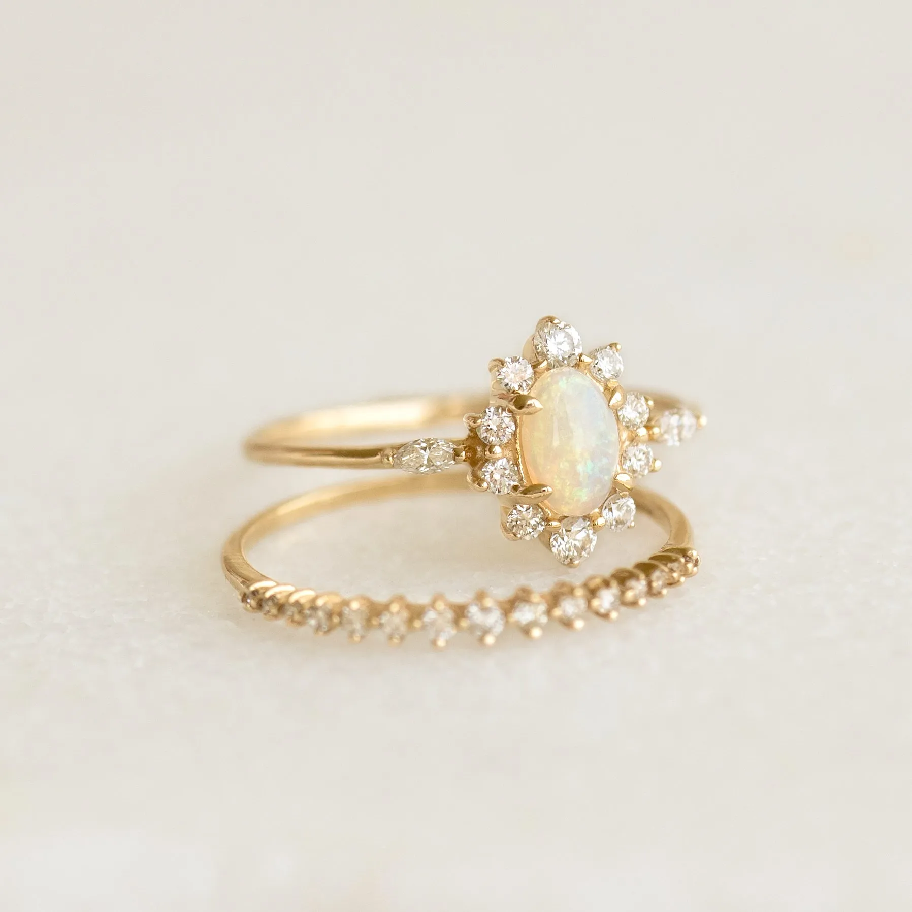 Sunburst Opal Halo Ring - Solana