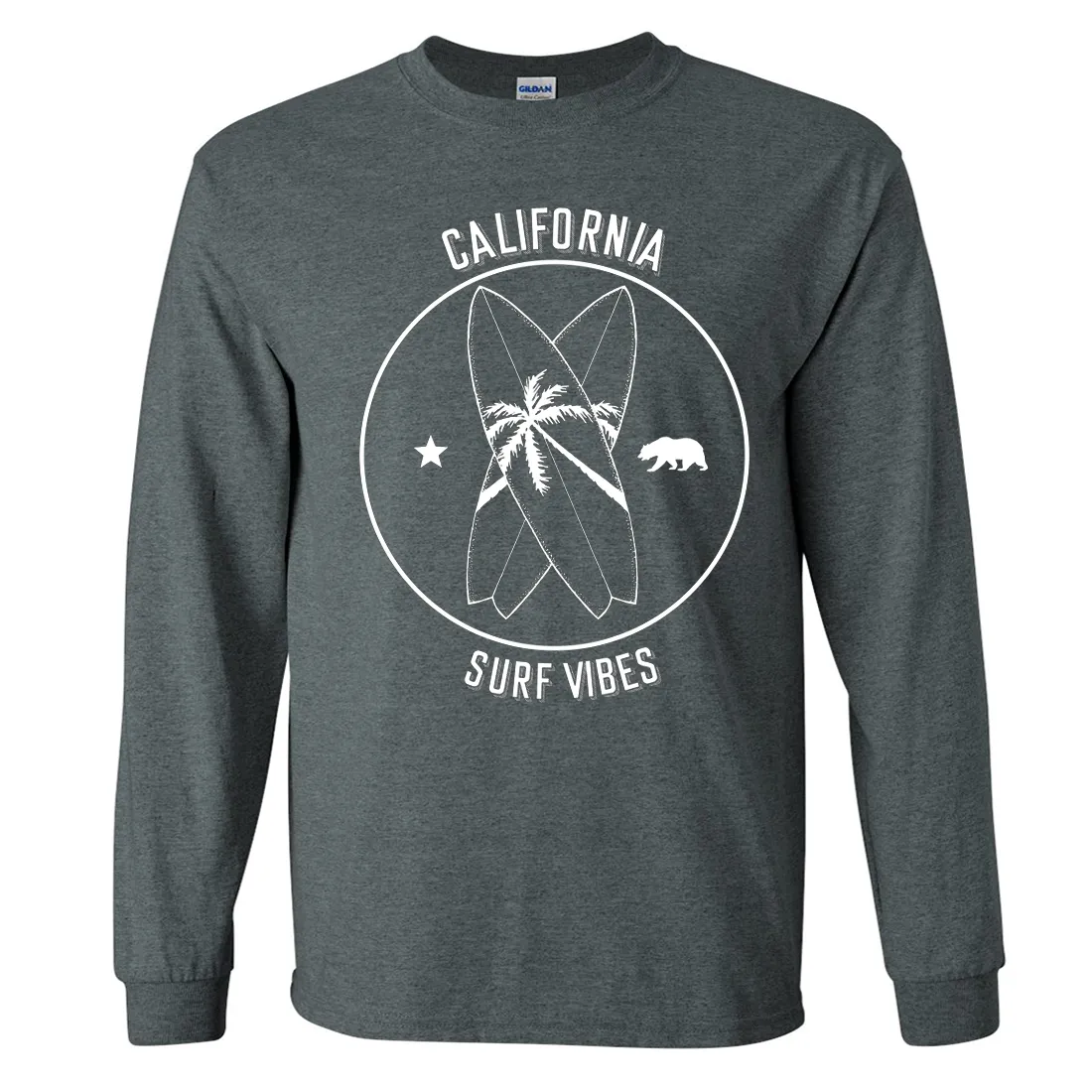 Surf Vibes White Print Long Sleeve Shirt