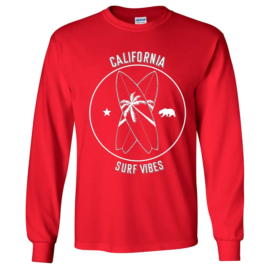 Surf Vibes White Print Long Sleeve Shirt