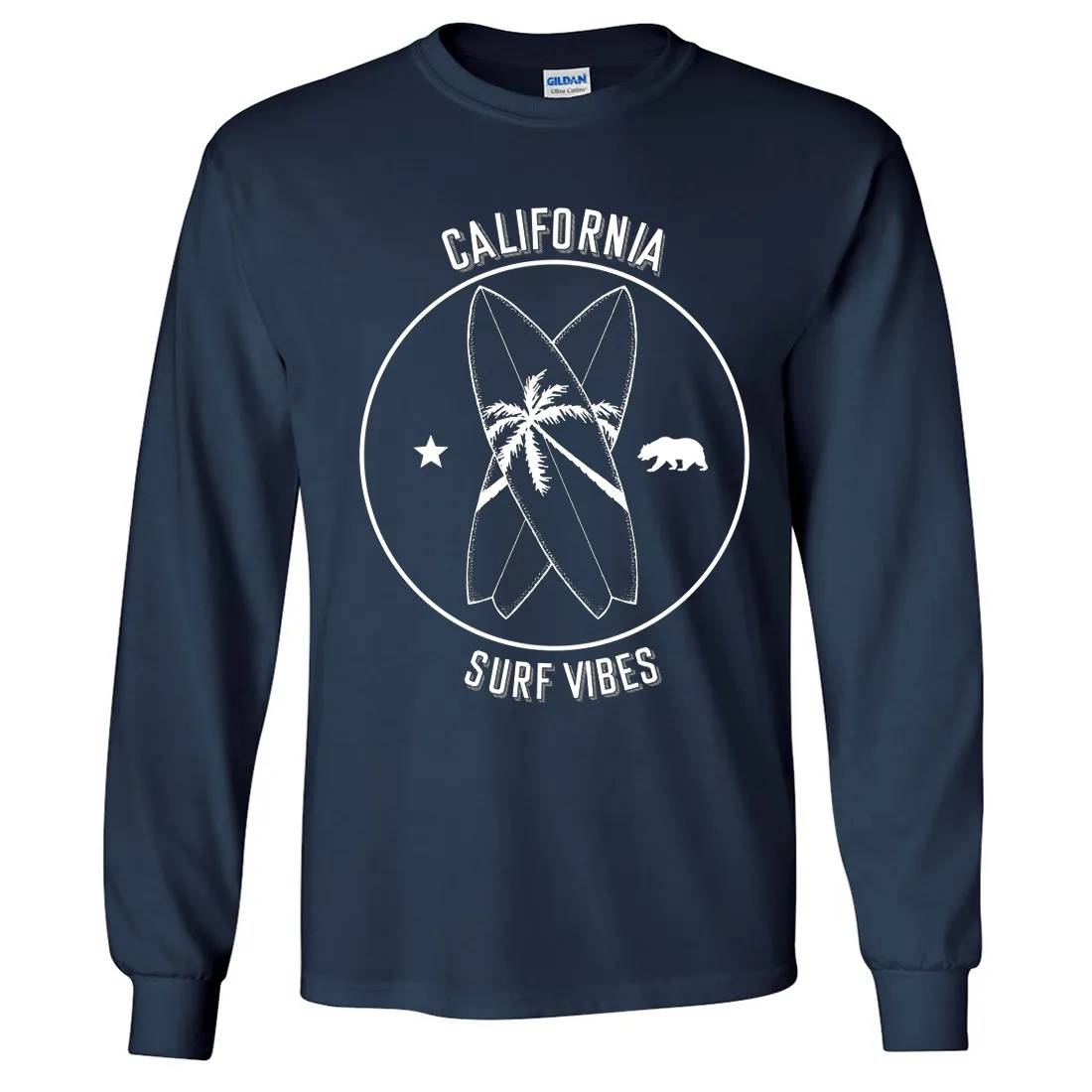 Surf Vibes White Print Long Sleeve Shirt