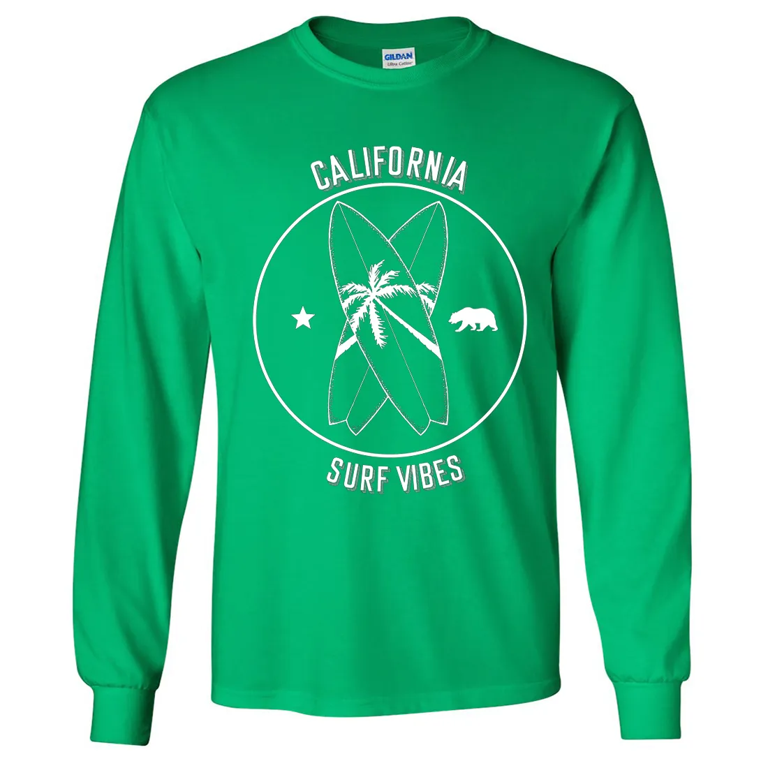 Surf Vibes White Print Long Sleeve Shirt