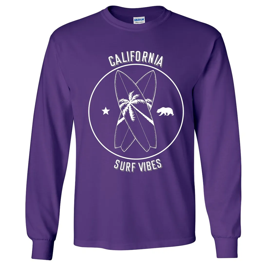 Surf Vibes White Print Long Sleeve Shirt