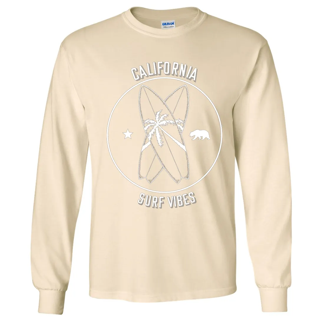 Surf Vibes White Print Long Sleeve Shirt