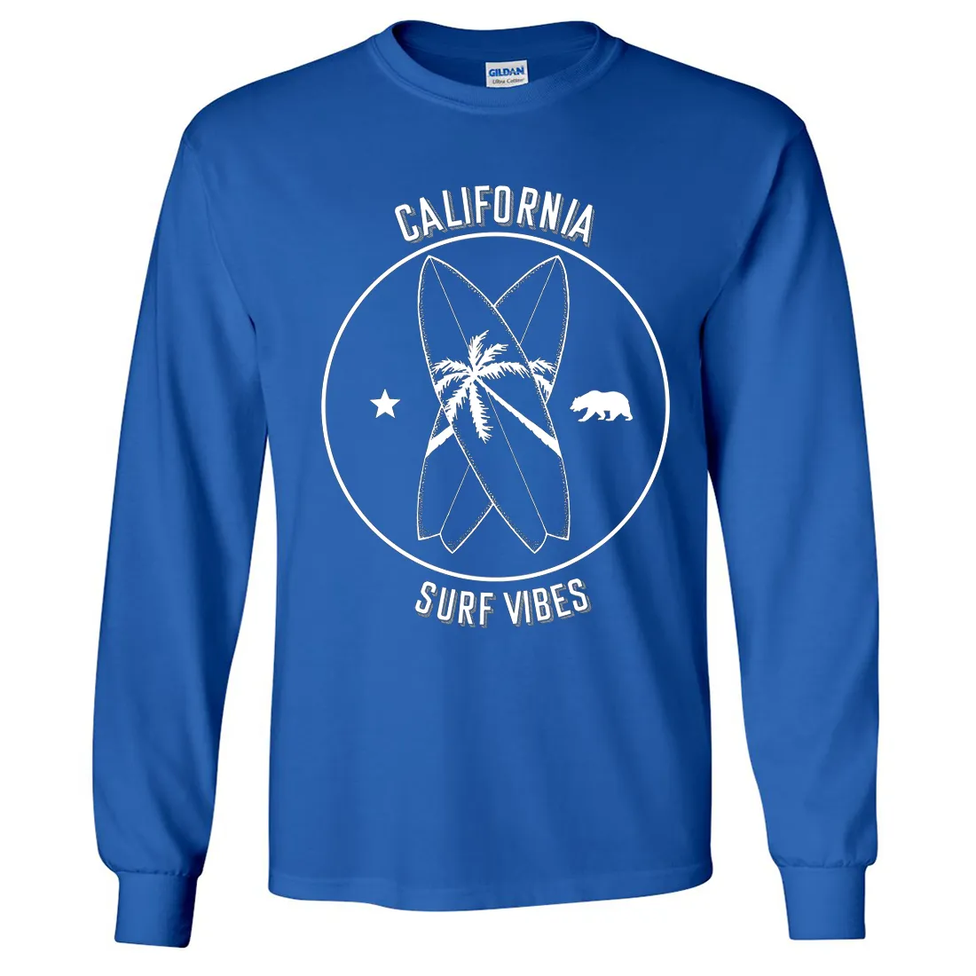 Surf Vibes White Print Long Sleeve Shirt
