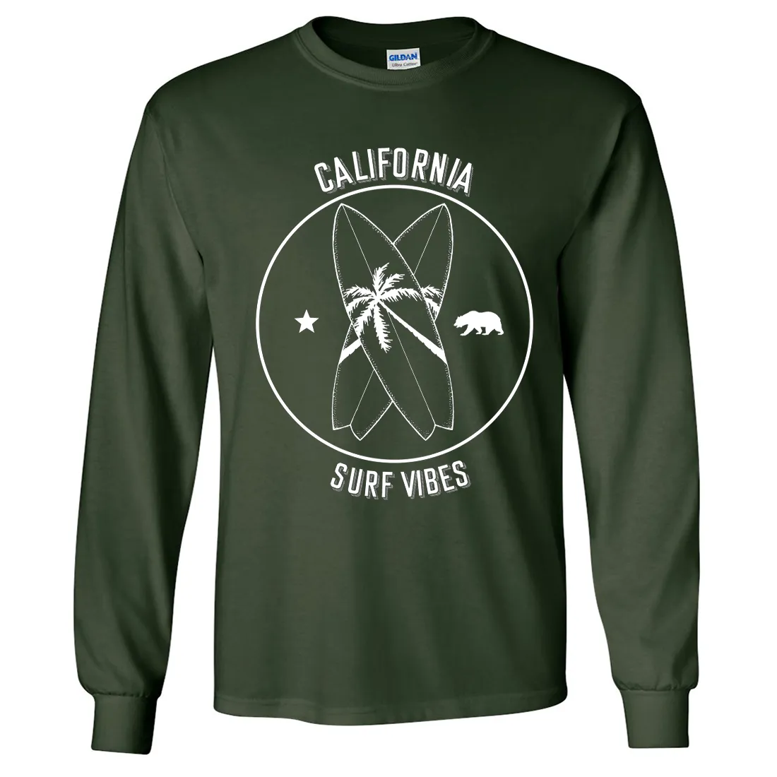 Surf Vibes White Print Long Sleeve Shirt