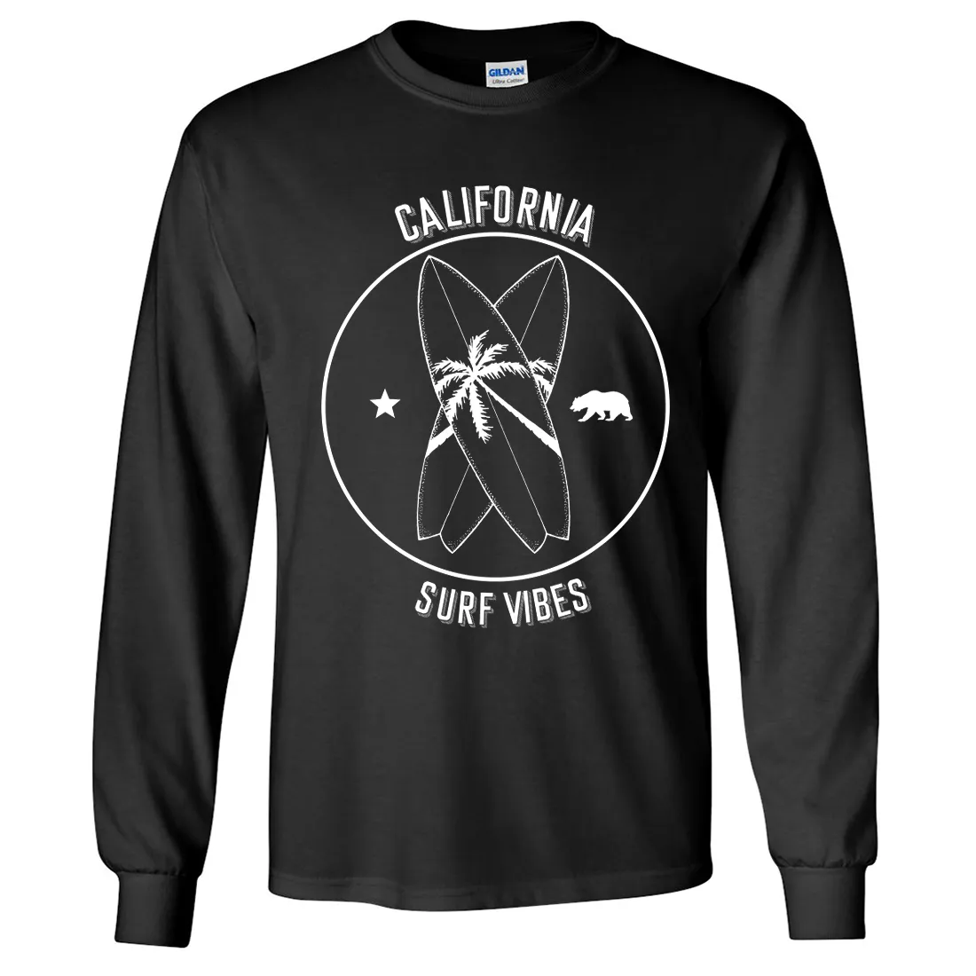 Surf Vibes White Print Long Sleeve Shirt