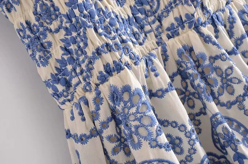Suspenders Floral Ruffled Flower Embroidery Maxi Midi Dresses