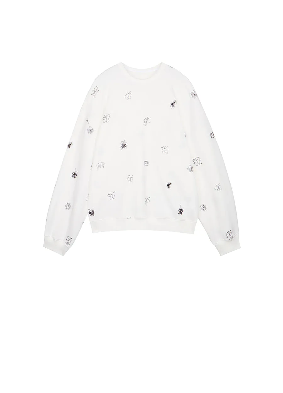 Sweater/JNBY Embroidered loose fitting pullover hoodies