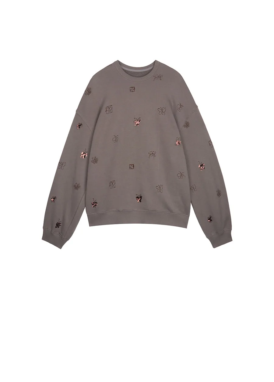 Sweater/JNBY Embroidered loose fitting pullover hoodies