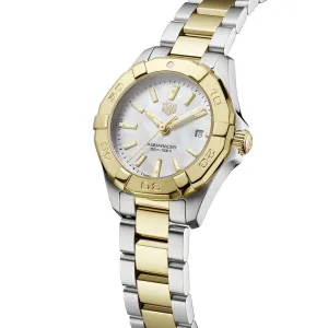 TAG Heuer Yellow Gold Bezel and Mother-of-Pearl Dial 27mm Lady Aquaracer Watch