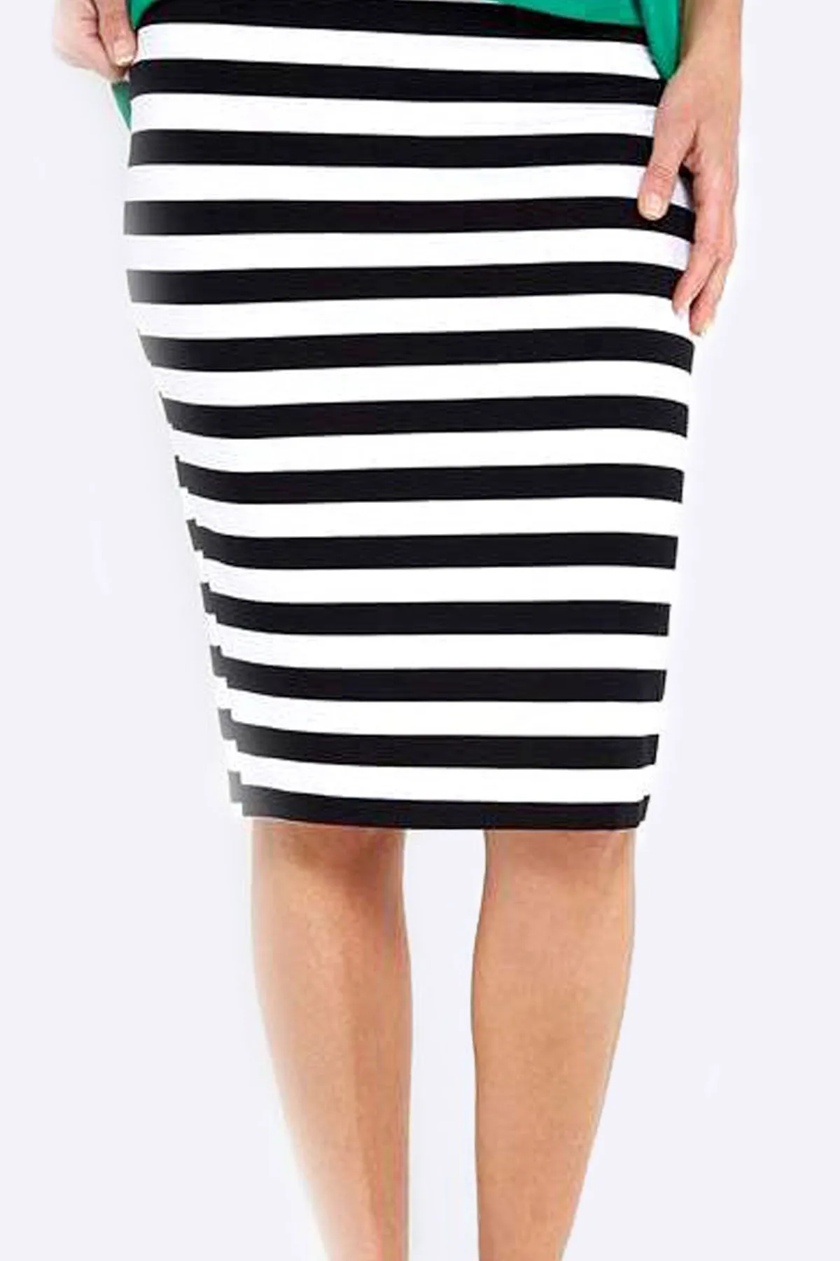 TANIA Black/White Stripe Bamboo Skirt