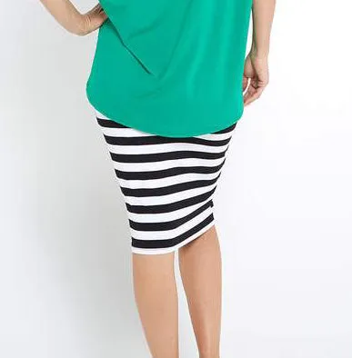 TANIA Black/White Stripe Bamboo Skirt
