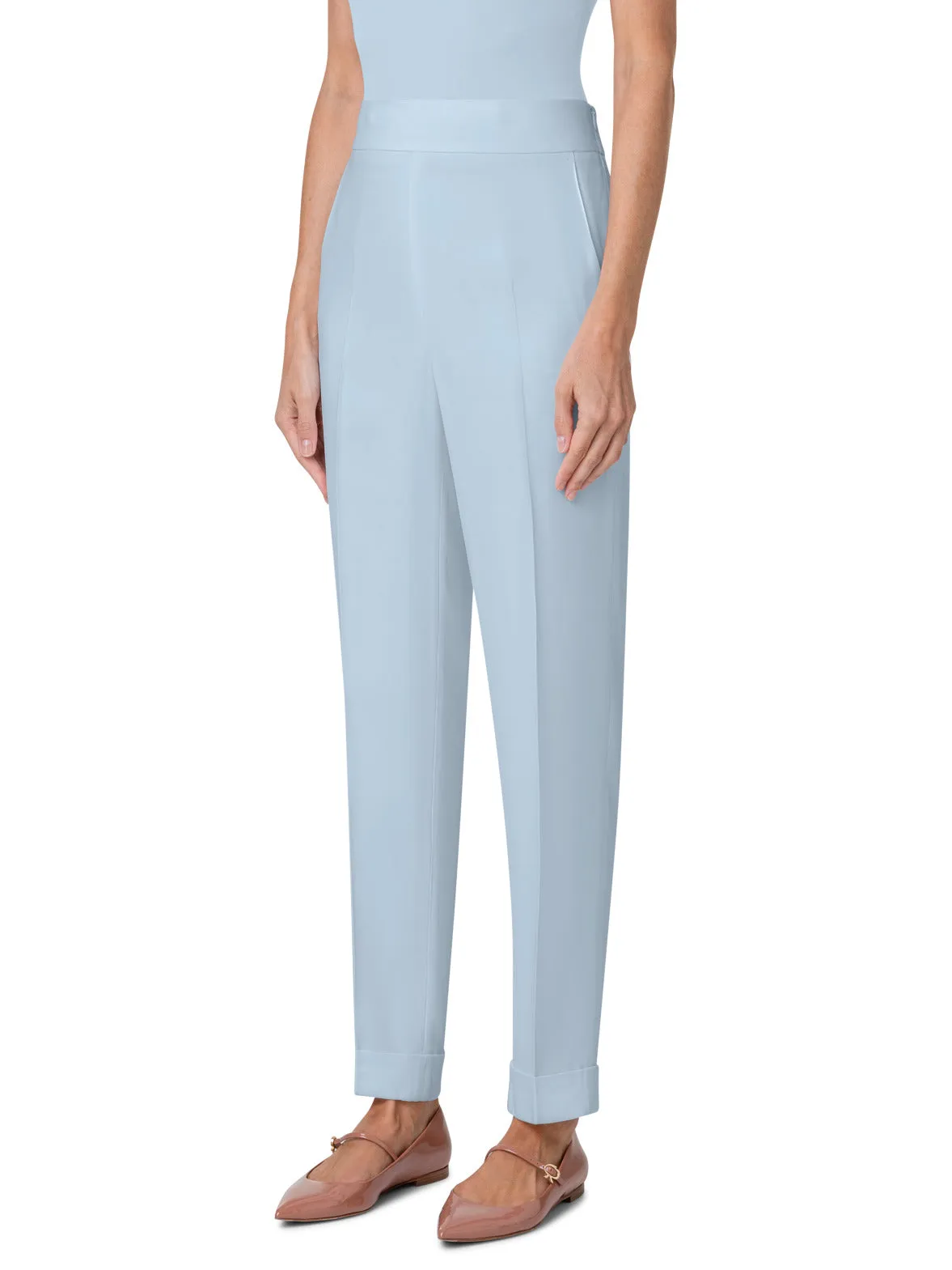 Tapered Crêpe Pants with Elastic Back