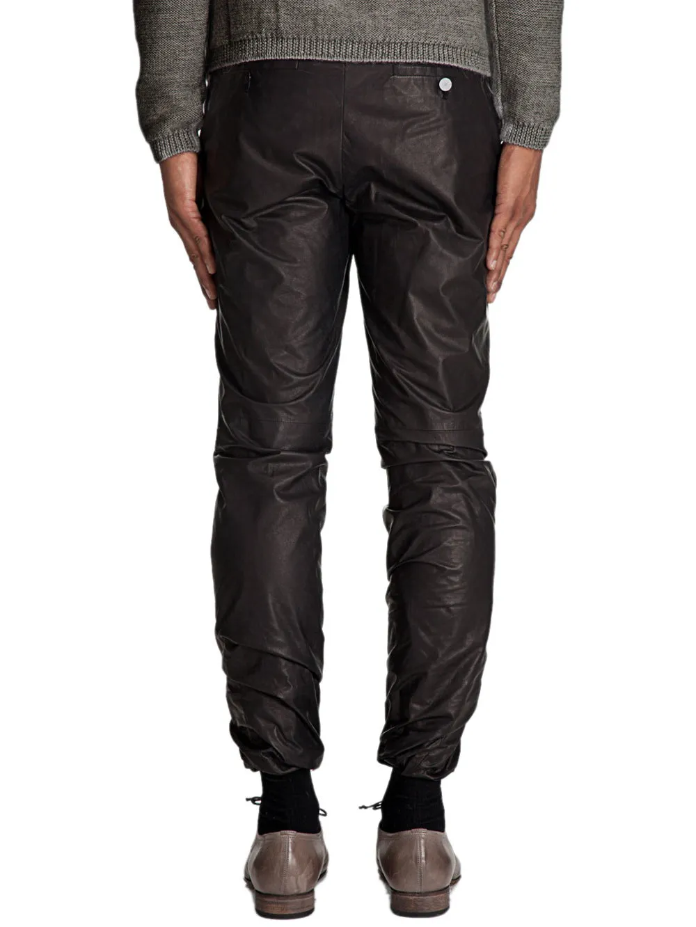 Tapered Leg Modern Genuine Leather Pants for Men