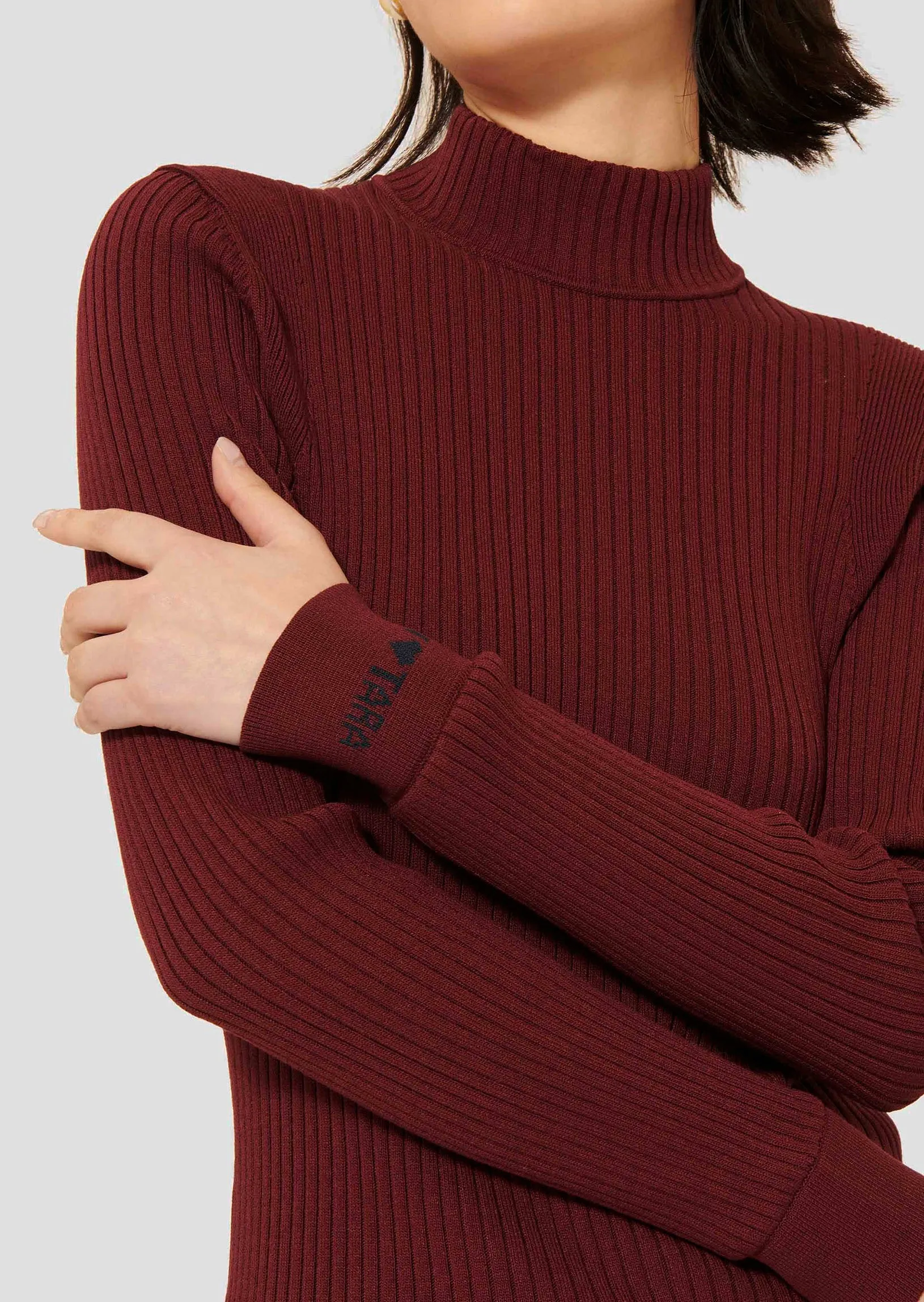 Tara Jarmon Prudie Burgundy Ribbed Sweater