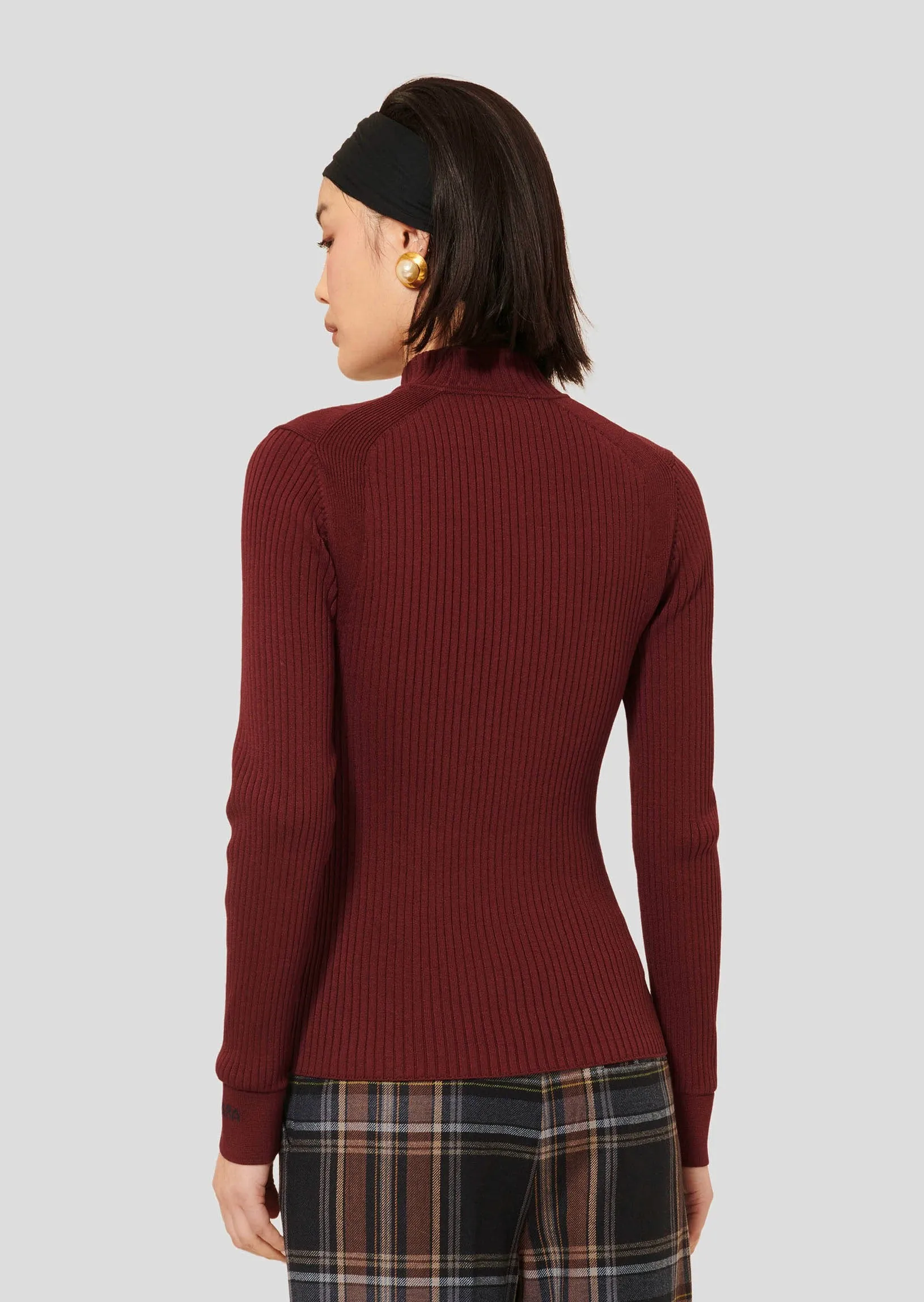 Tara Jarmon Prudie Burgundy Ribbed Sweater