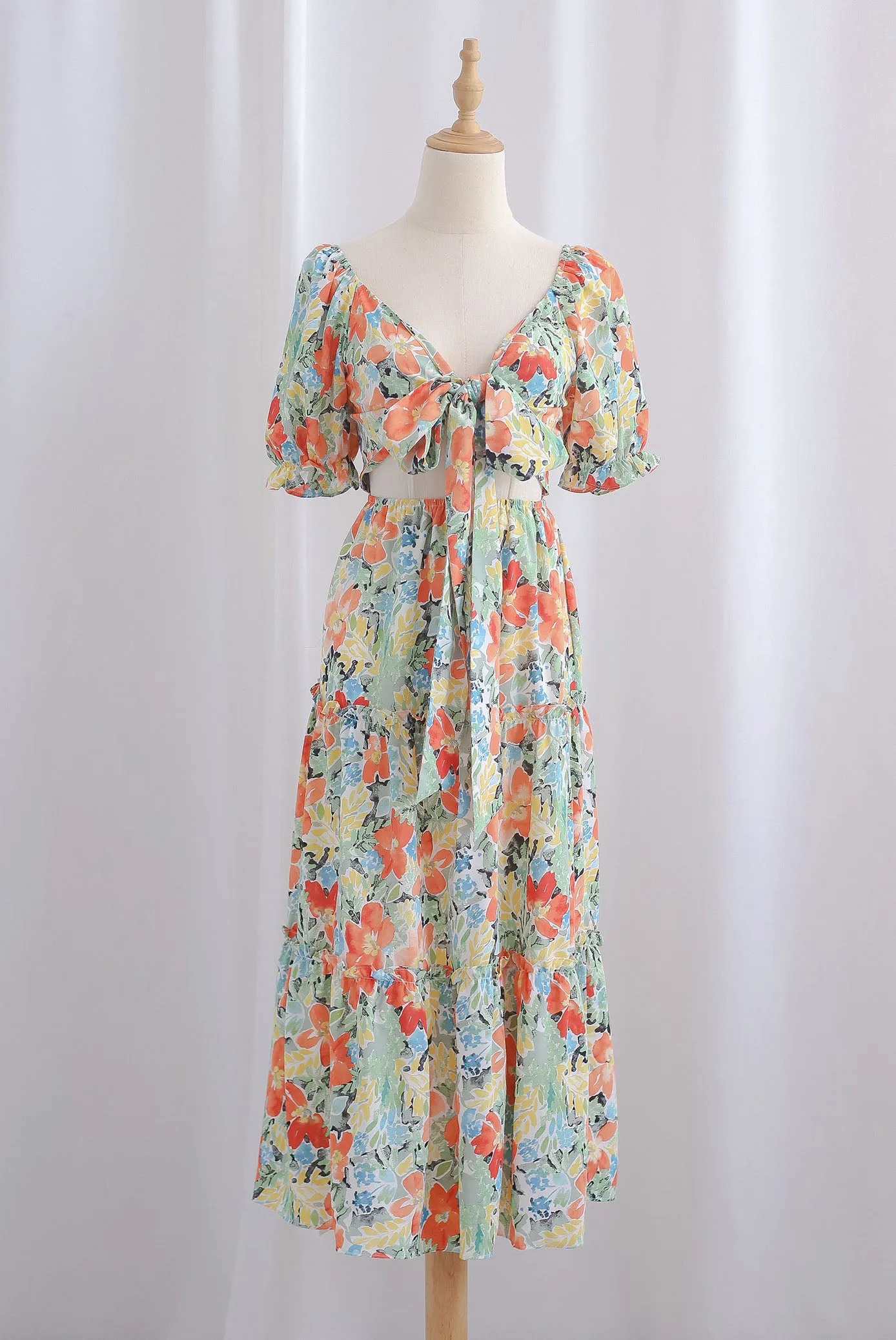 TDC Eureka Multiway Puffy Sleeve Dress In Autumn