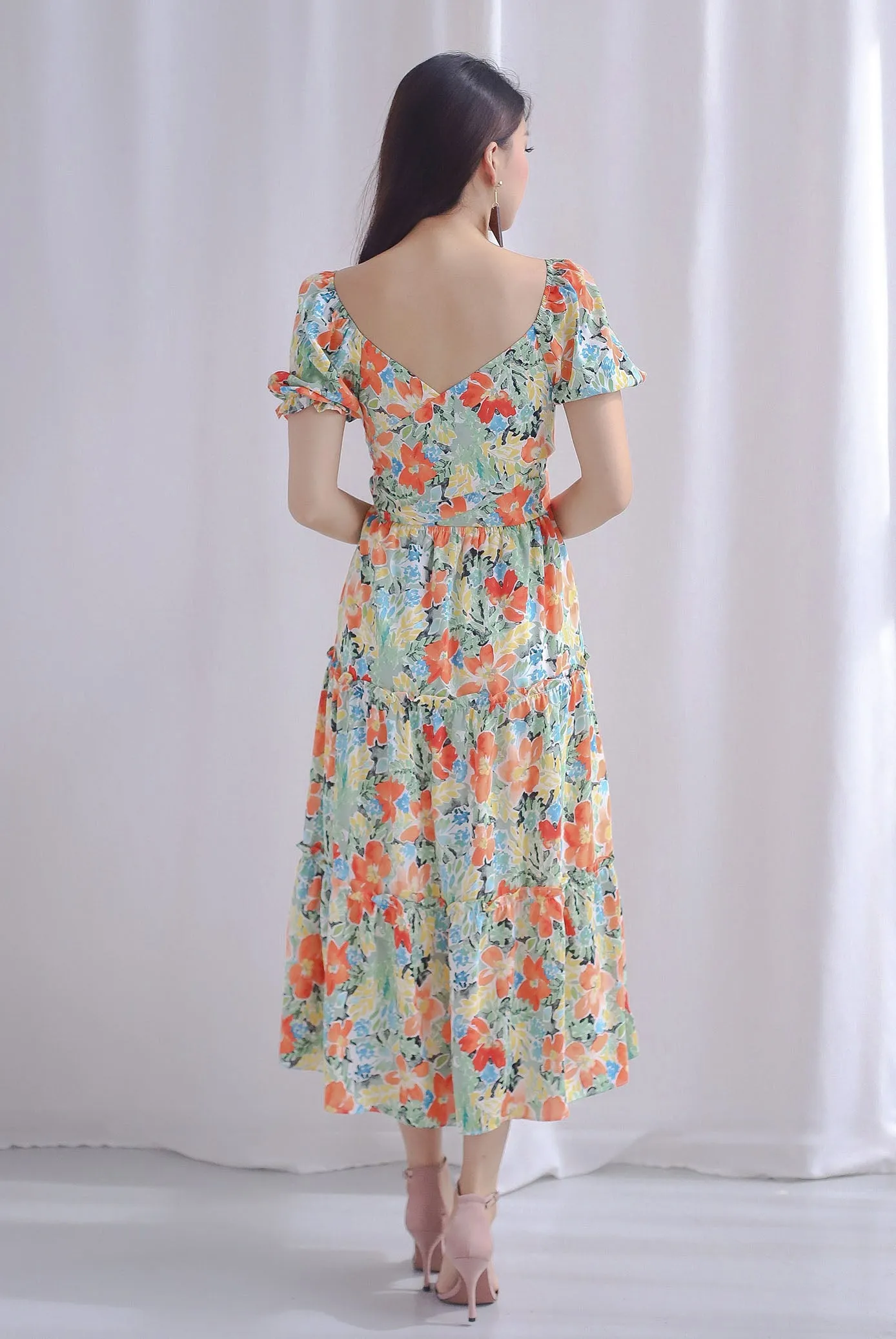 TDC Eureka Multiway Puffy Sleeve Dress In Autumn