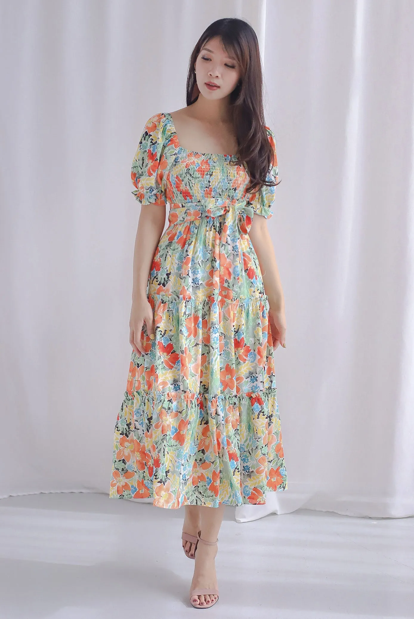 TDC Eureka Multiway Puffy Sleeve Dress In Autumn