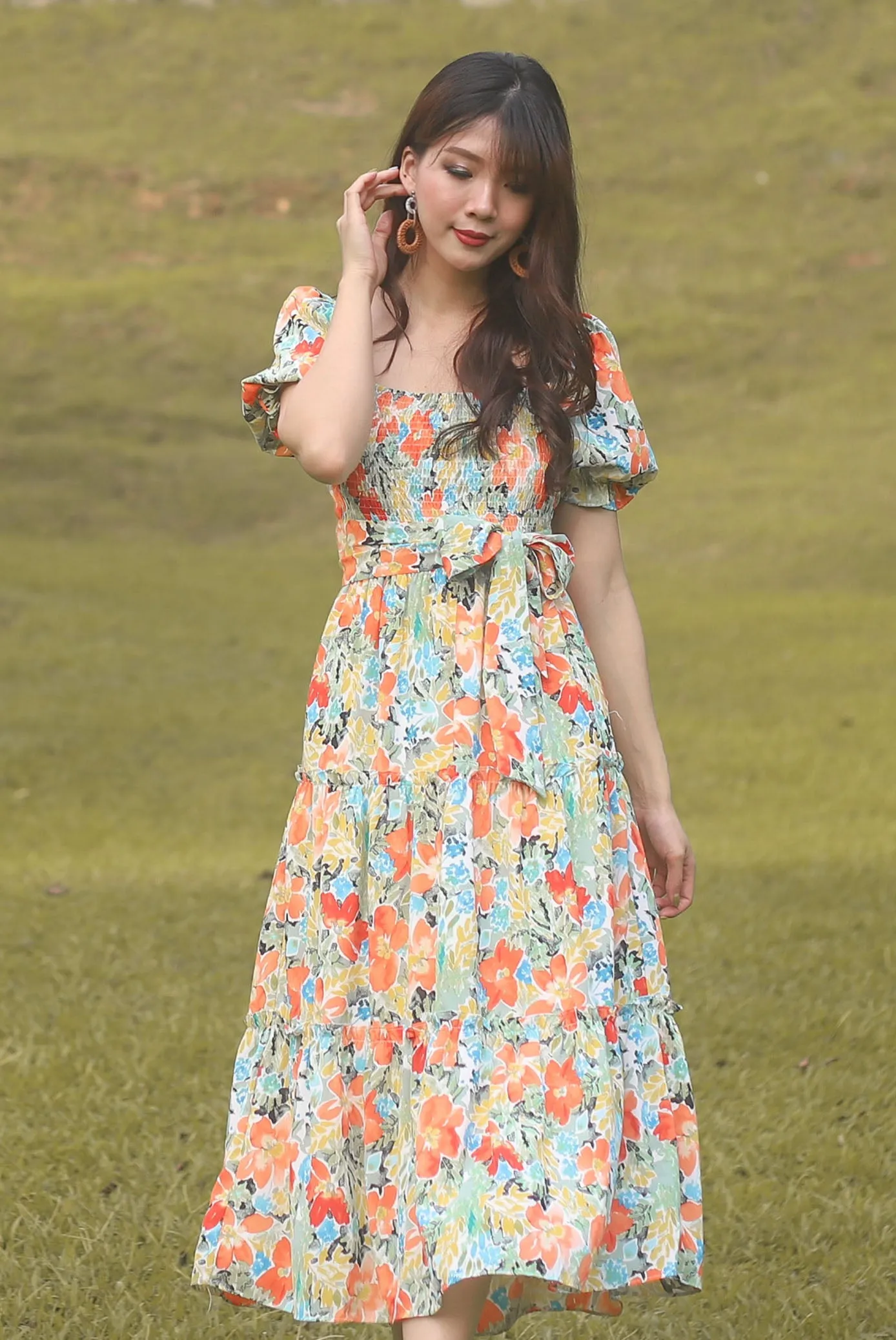 TDC Eureka Multiway Puffy Sleeve Dress In Autumn