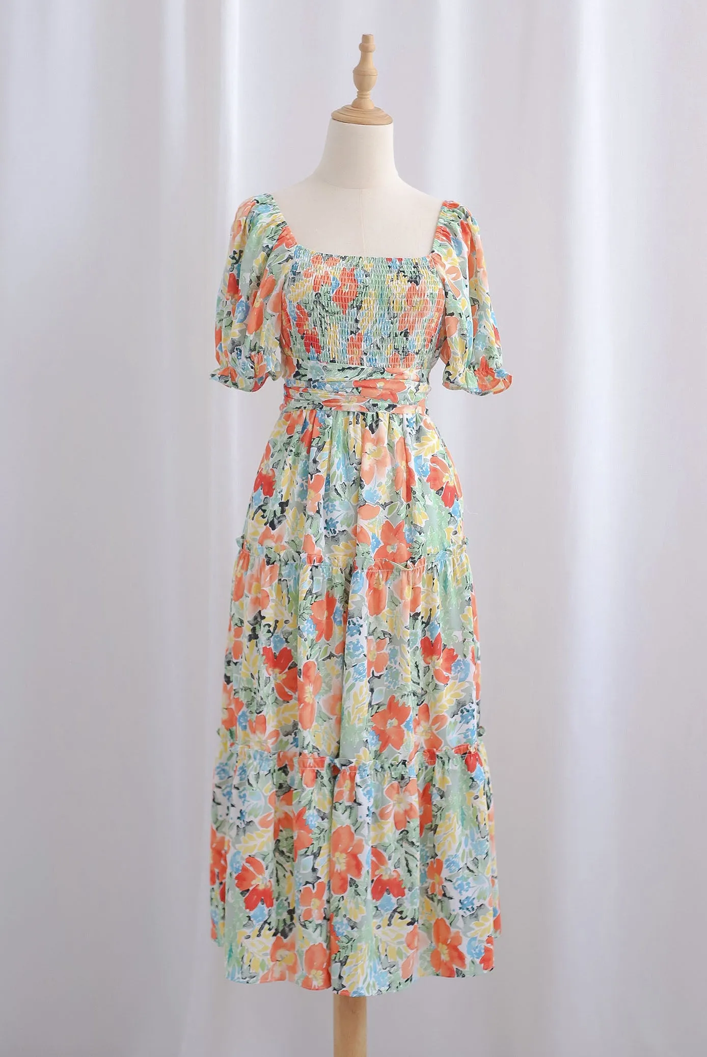 TDC Eureka Multiway Puffy Sleeve Dress In Autumn