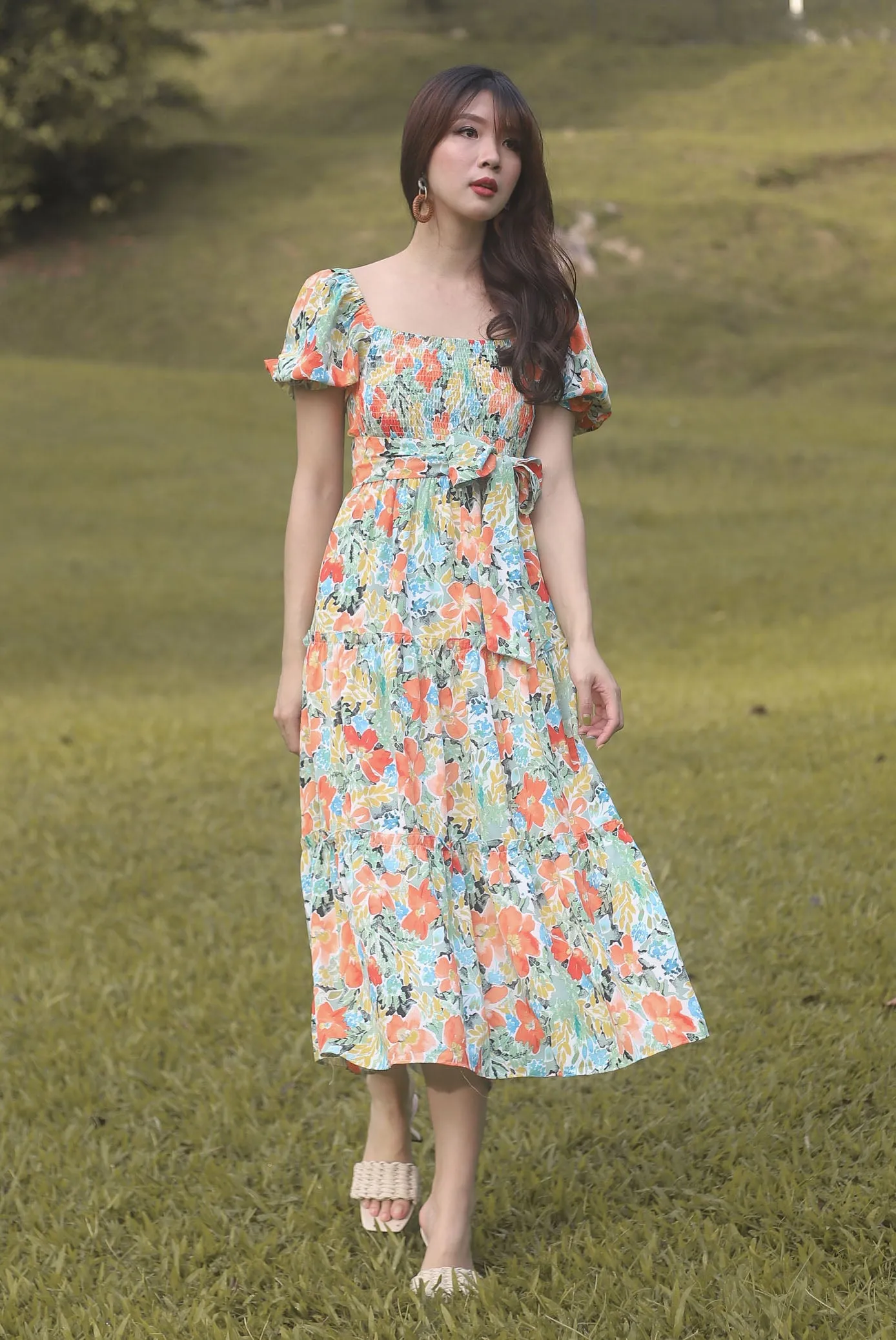 TDC Eureka Multiway Puffy Sleeve Dress In Autumn