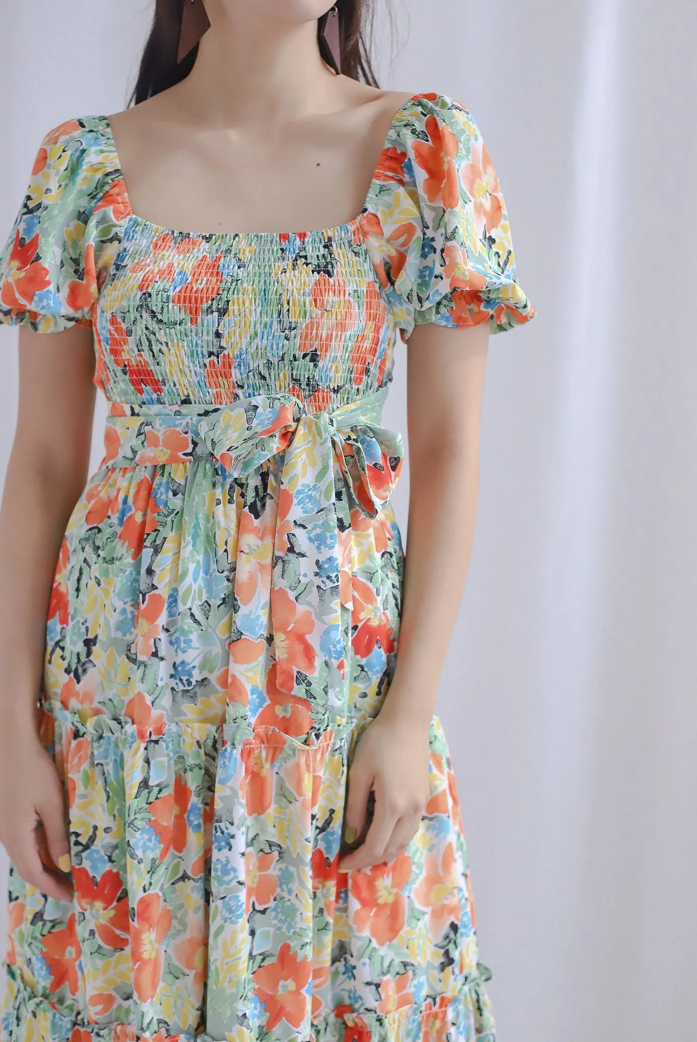TDC Eureka Multiway Puffy Sleeve Dress In Autumn