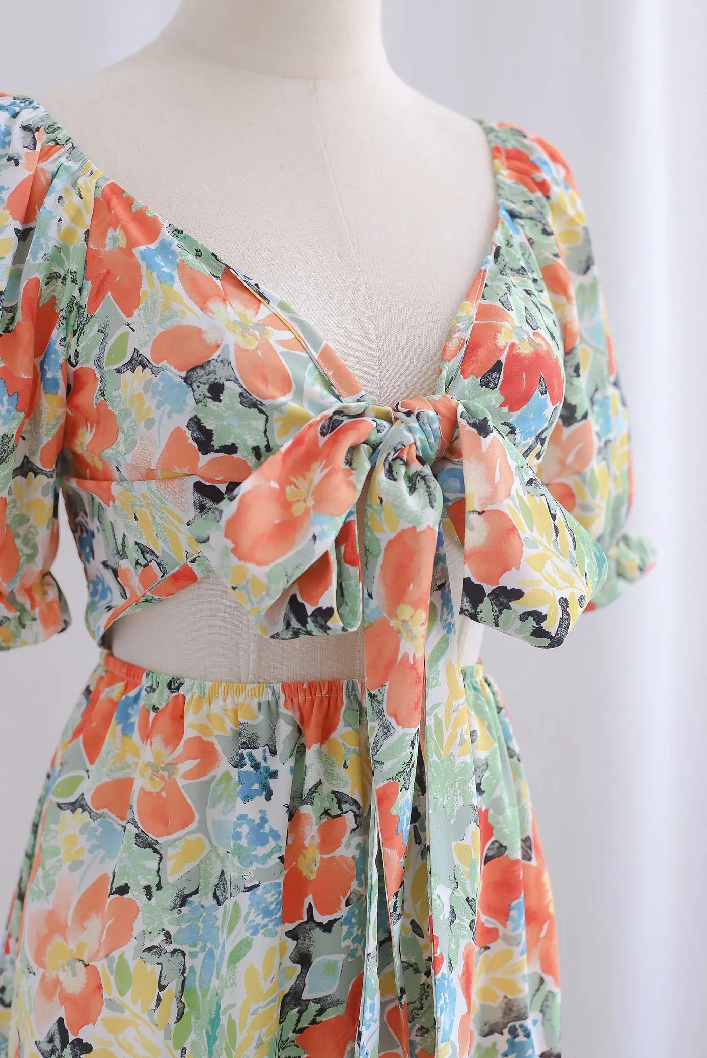 TDC Eureka Multiway Puffy Sleeve Dress In Autumn