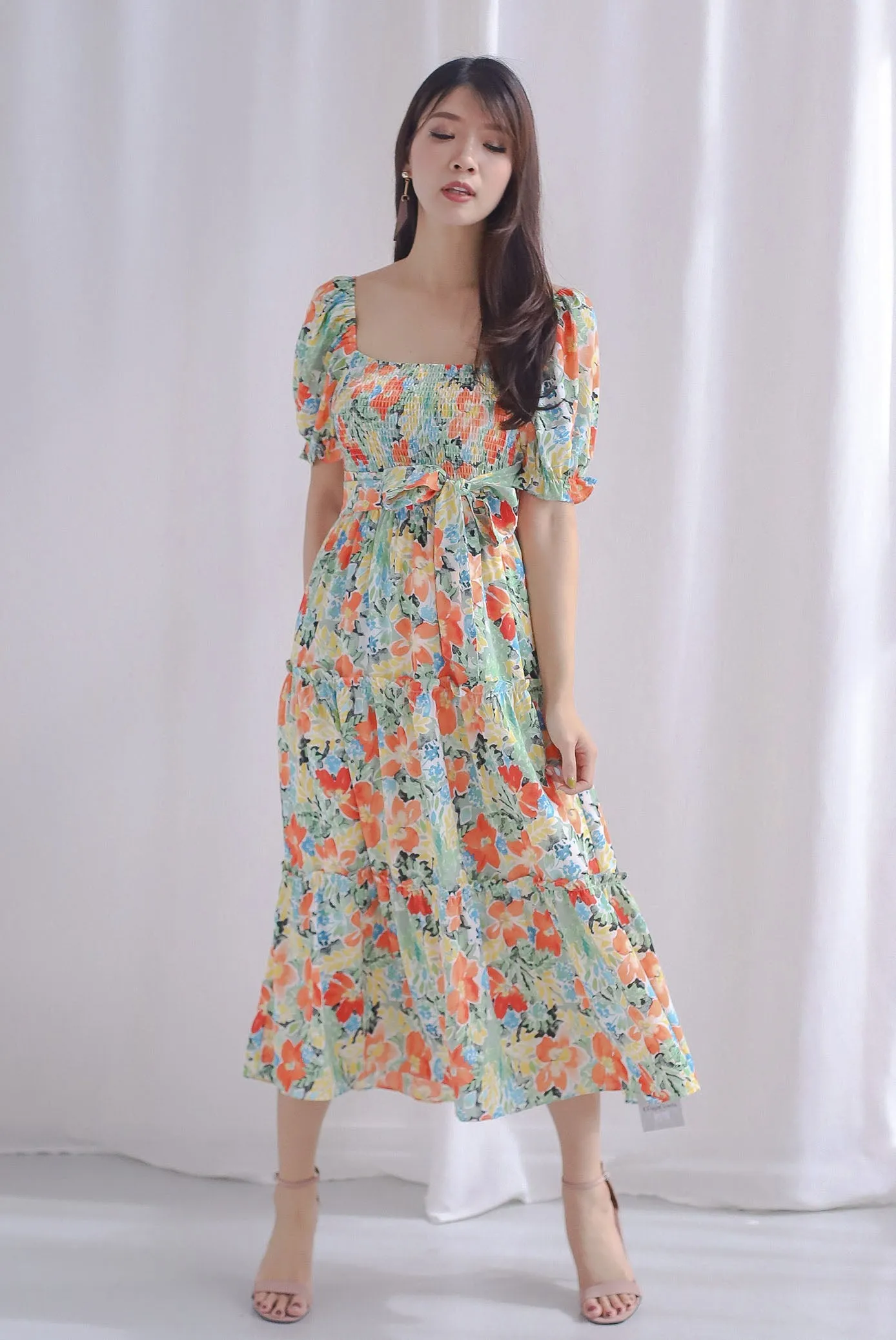 TDC Eureka Multiway Puffy Sleeve Dress In Autumn