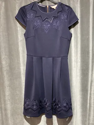 Ted Baker Navy Cap Sleeve Fit and Flare Dress