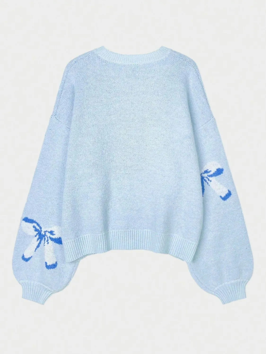 Tellie Bow Round Neck Long Sleeve Sweater