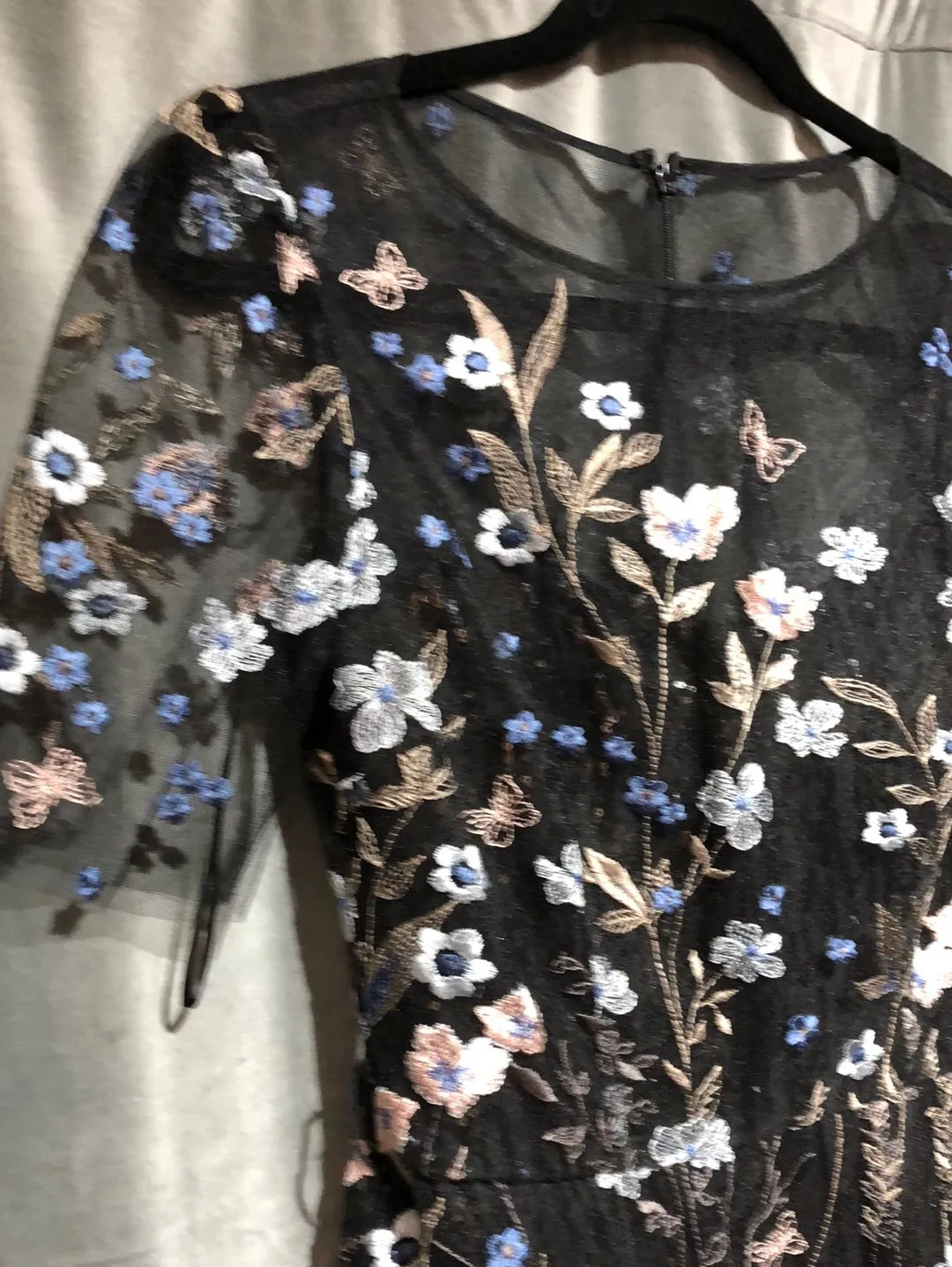 Teri John Black, Sequin, Floral Midid Fit and Flare Dress
