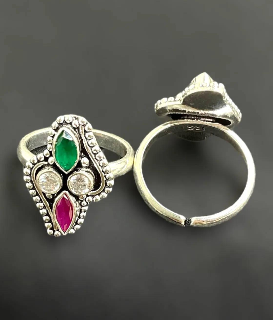 The Pratik Gemstone Silver Toe-Rings