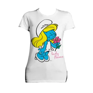 The Smurfs Smurfette Character Flowers Official Women's T-shirt (White)