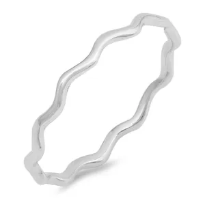 Thin Wave Eternity Stackable Ring New .925 Sterling Silver Thumb Band Sizes 3-12