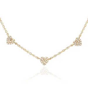 Three Pave Mini Heart Necklace