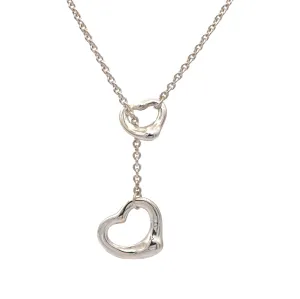Tiffany & Co. Sterling Silver Elsa Peretti Open Heart Lariat Necklace 18.5”